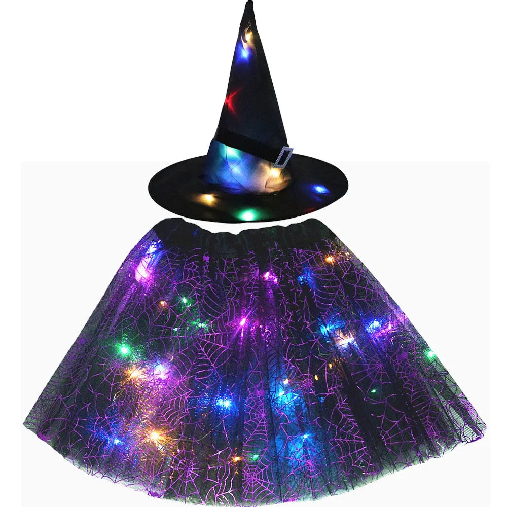 LED Witch Stars Tutu Skirt Glow Party Costumes Halloween