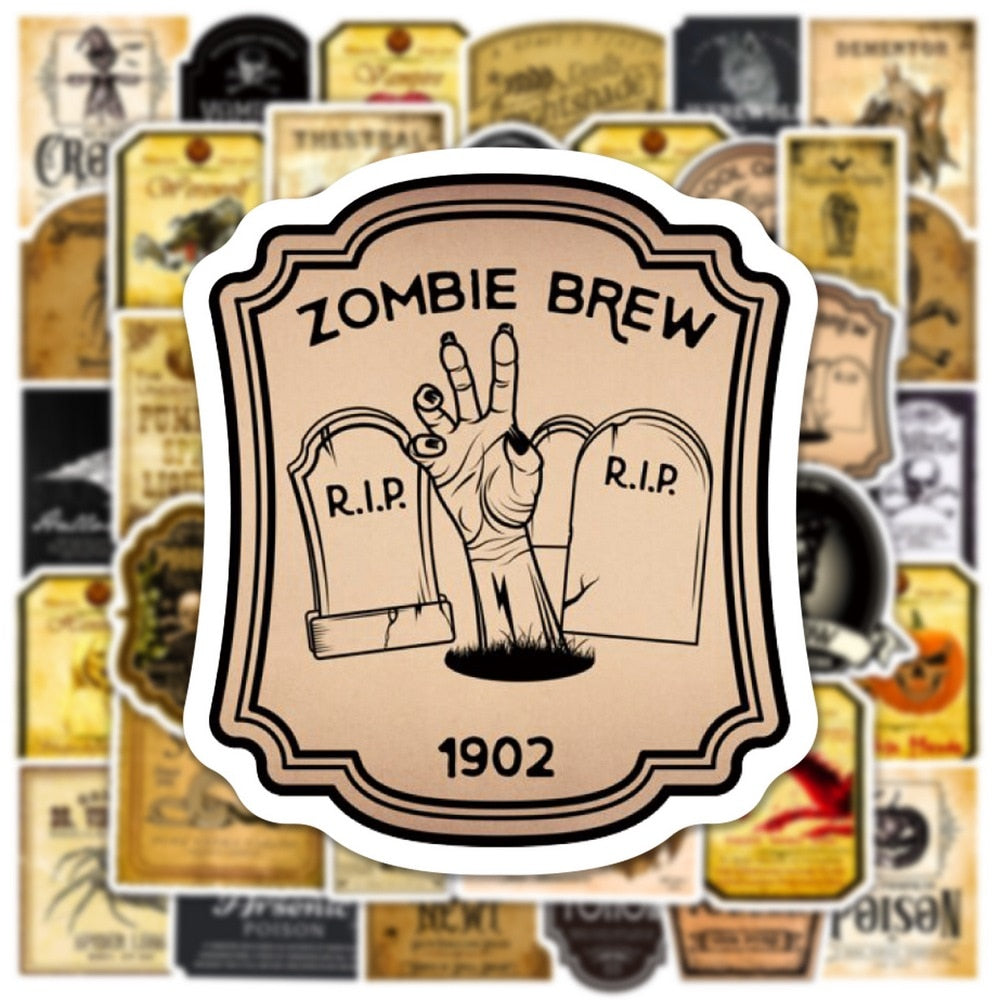 50pcs Halloween Magic Potion Bottle Labels Stickers