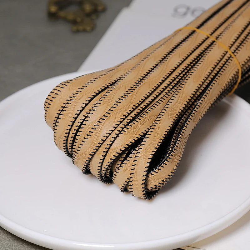 1/2/5/10M Faux Leather Rope 10mm wide Leaf Embossed Flat Ribbon DIY Craft