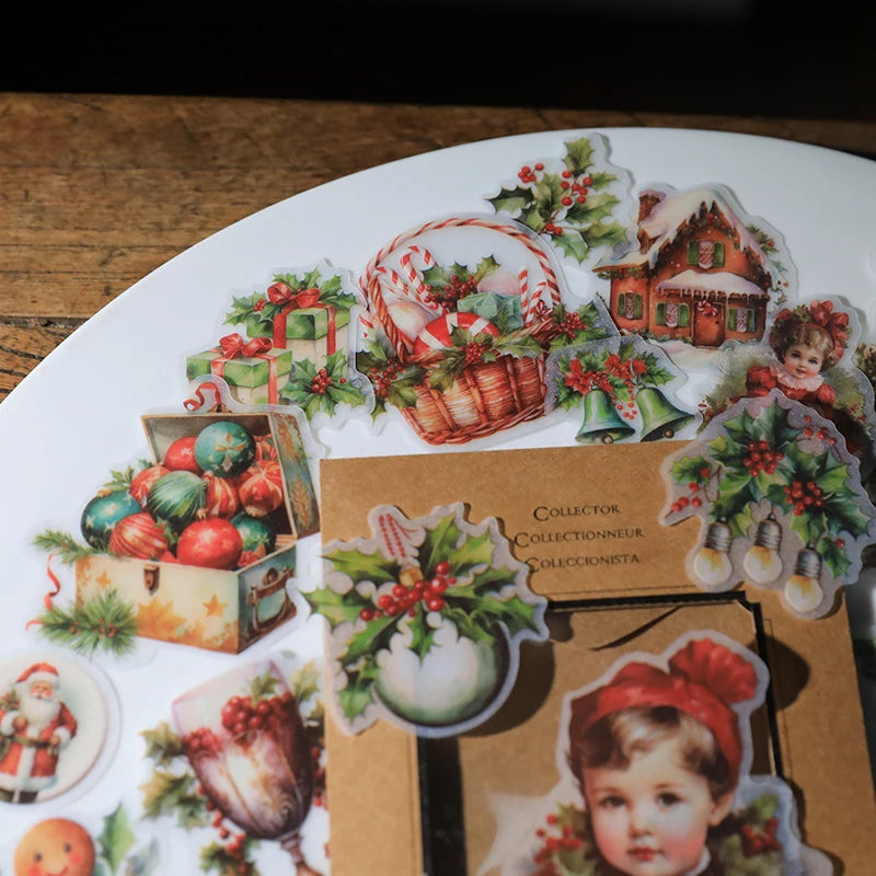 Vintage Christmas RUB ON Transfer Sticker Pack Junk Journal DIY Scrapbooking