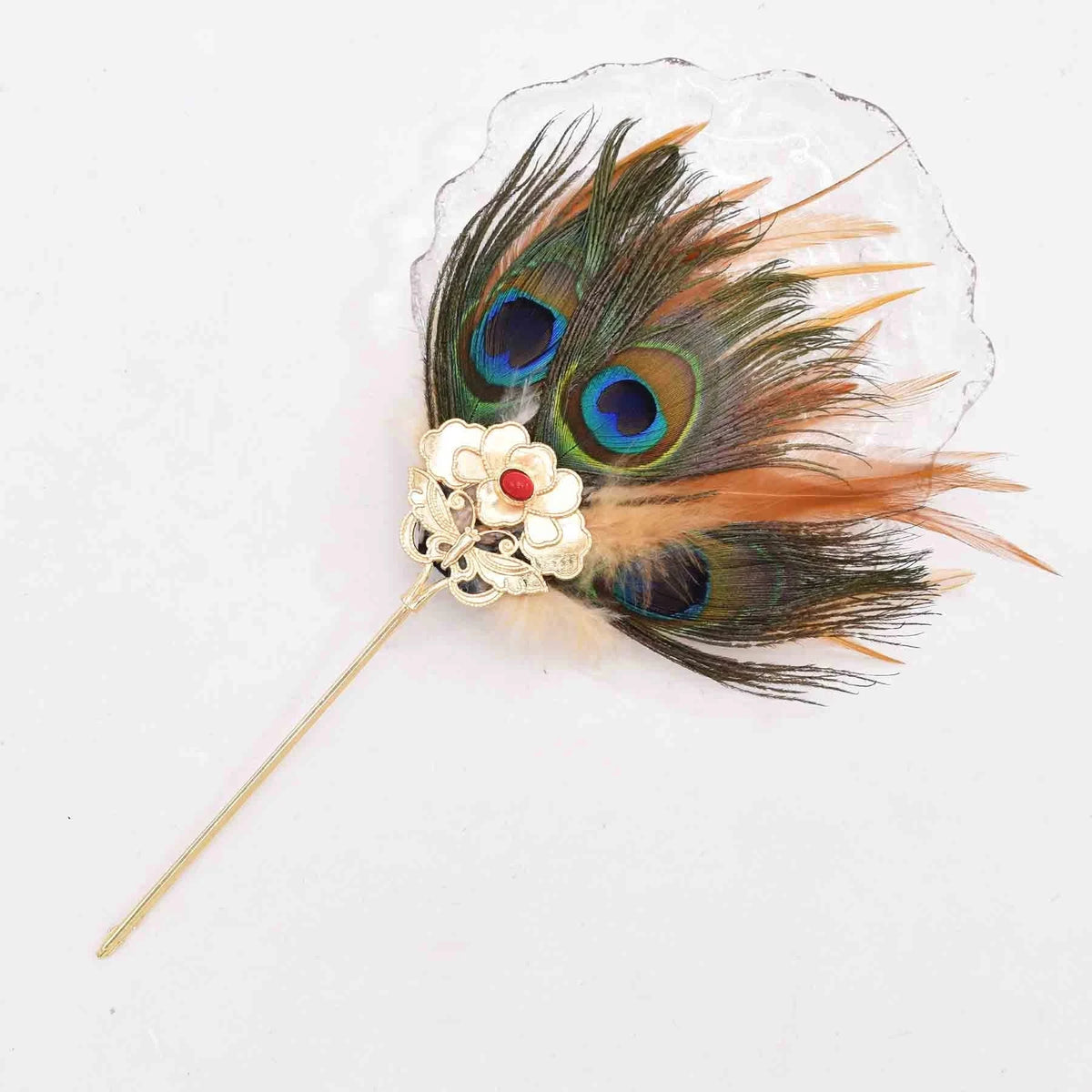 Peacock Feather Hairpins