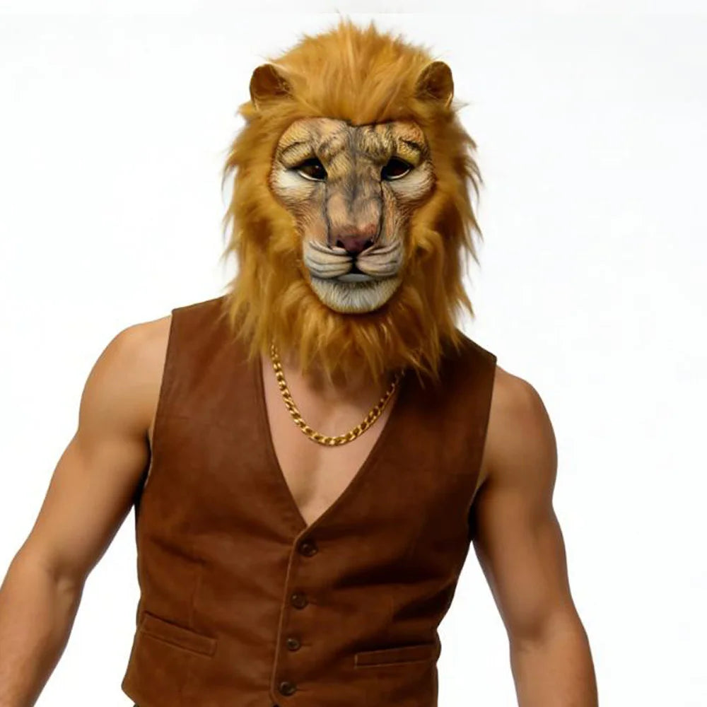 Lion Mask Cosplay Beast White Lion Latex Masks Book Week Halloween Party Costumes Props