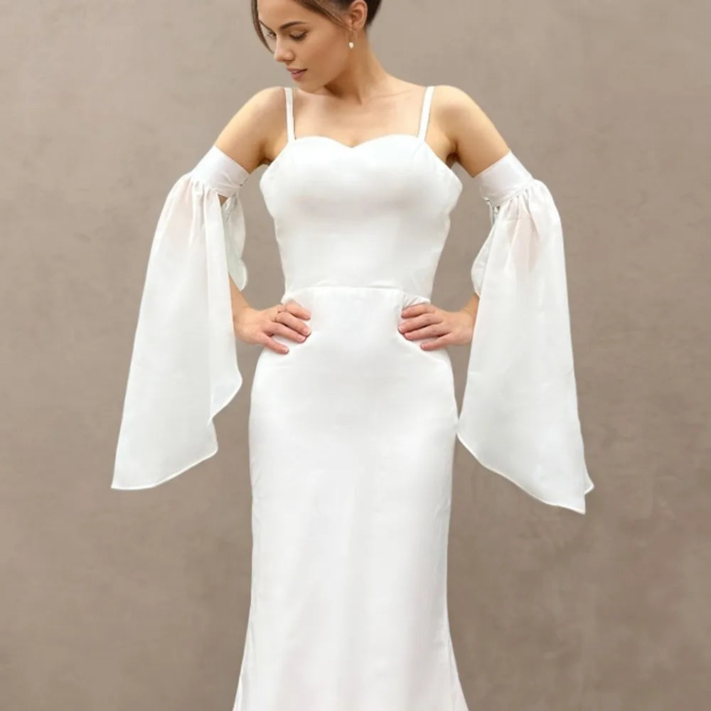 Long Tulle Detachable Sleeves
