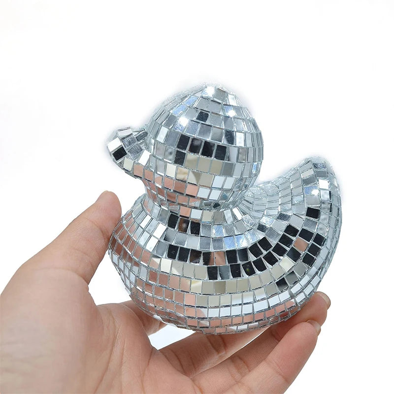 Silver Duck Mirror Ball Decoration