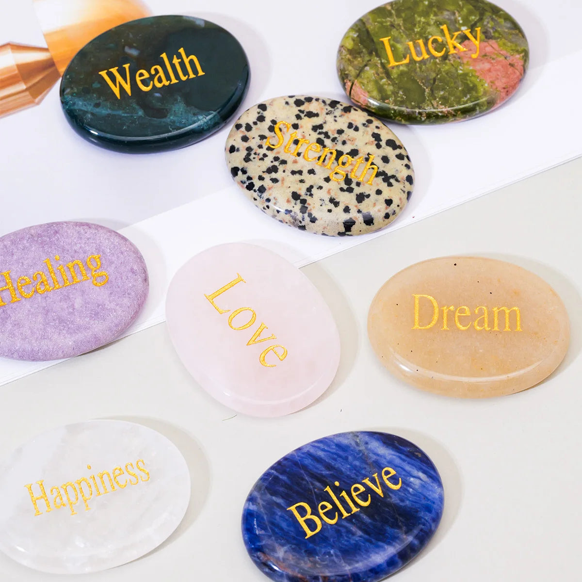 Natural Crystal Thumb Worry Stone for Meditation Anxiety Charkas