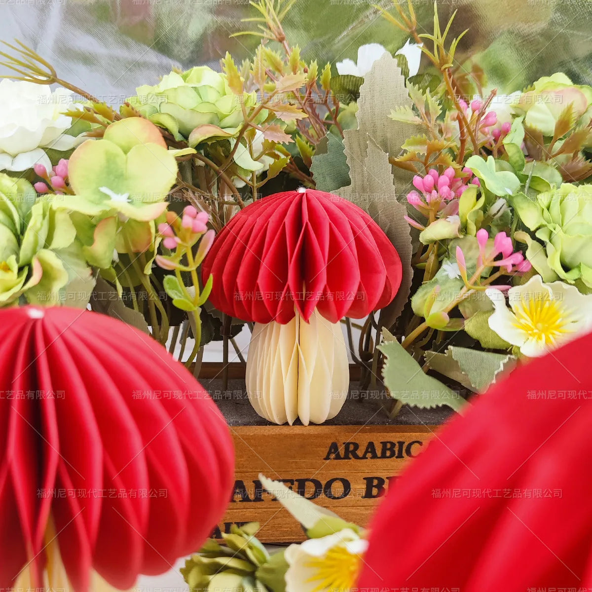 Mushroom Honeycomb Hanging Ornaments Woodland Mushroom Paper Decoration