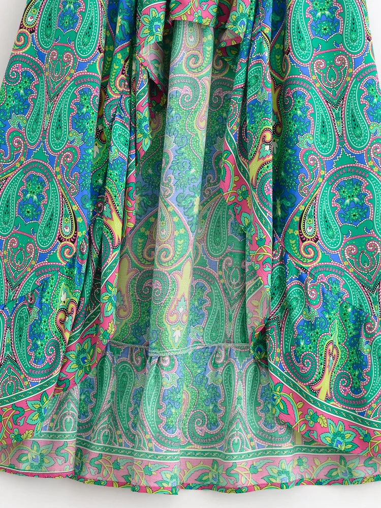 Nahlia's Wild Floral Print High Low Beach Boho Skirt