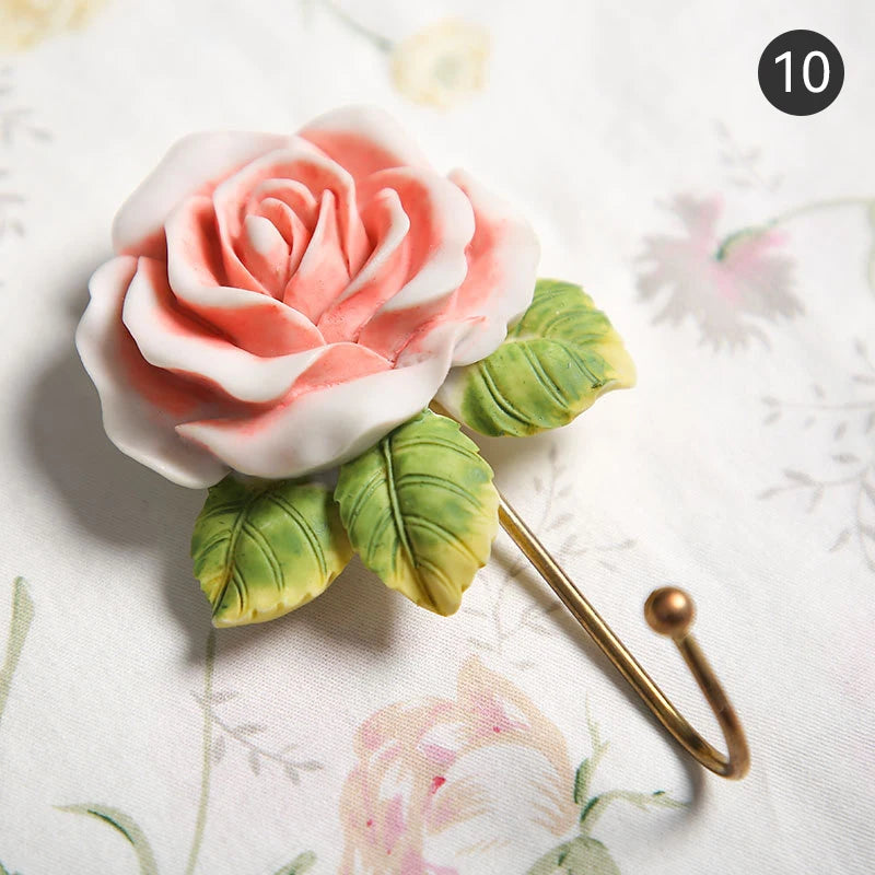 Handpainted Resin Flowers Hooks Rose Lotus Peach Blossom Hydrangea plus more