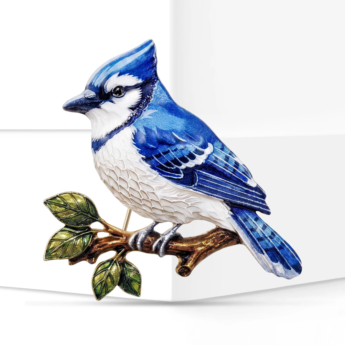 Enamel Blue Jay Brooches