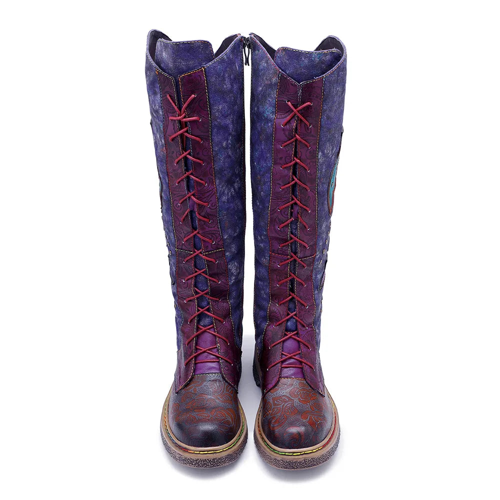 Wanda's Purple Genuine Leather Motorcycle Boots