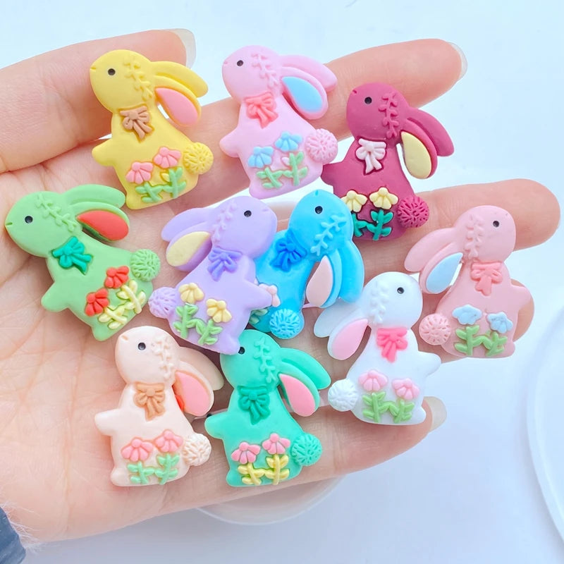 10Pcs Mini 25*30mm Rabbit Flat Back Resin Scrapbooking DIY Jewellery Craft Decoration