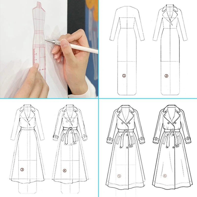 Fashion Illustration Rulers Sketching Templates Patterns Design Tool