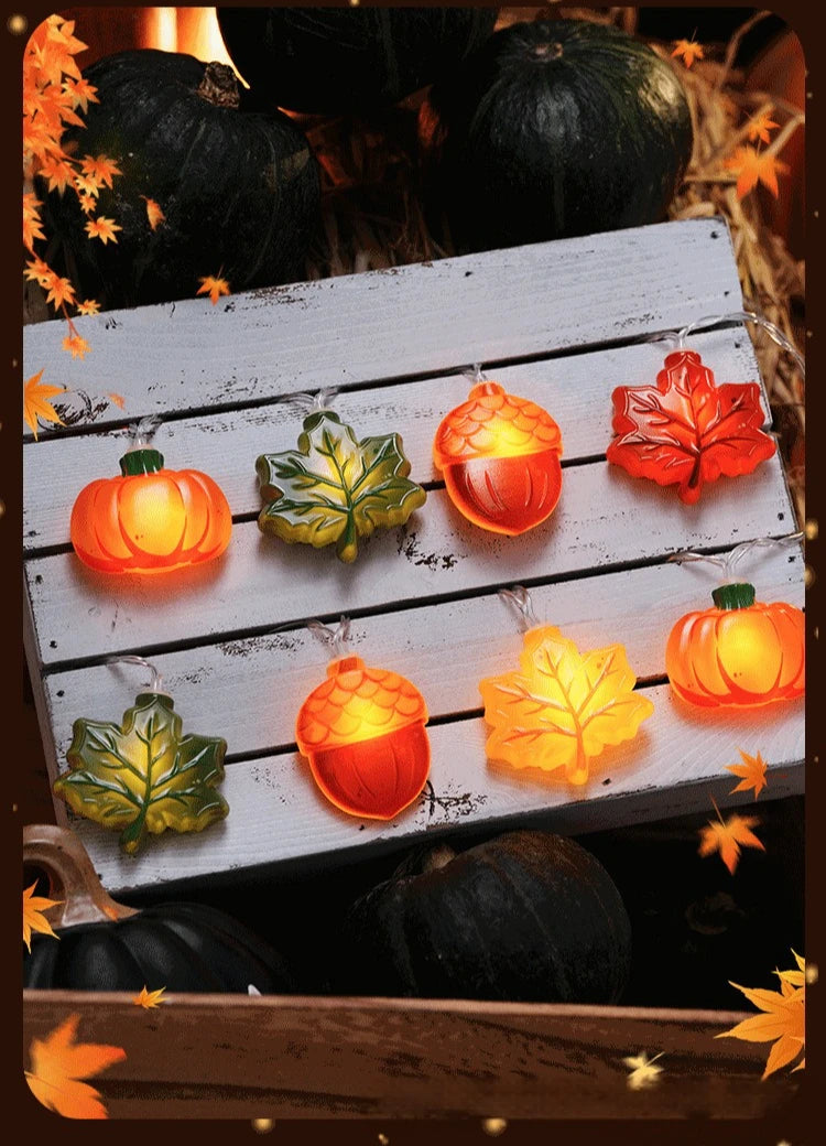 1.5/3m Halloween LED Pumpkin Nut Maple Leaf String Lights Party Decoration