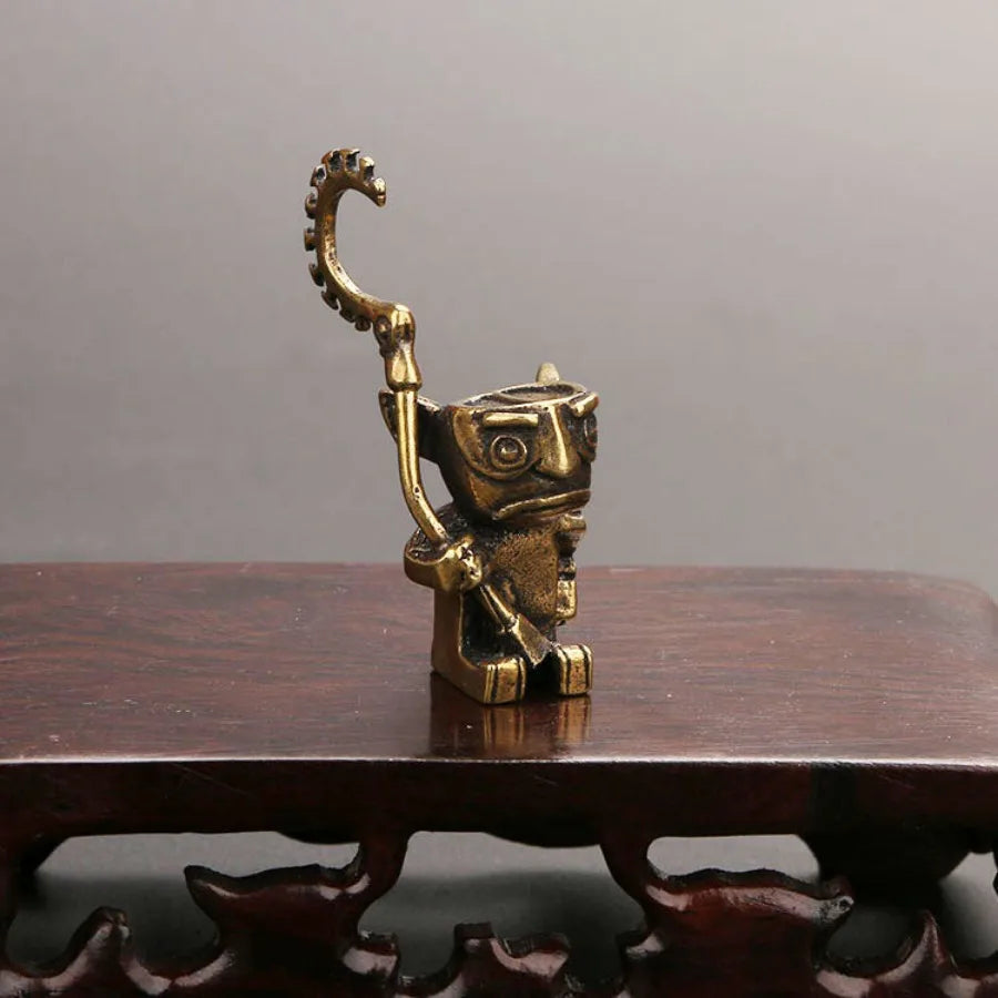 Brass Ancient Guard Sanxingdui Ornament Solid Copper Tea Pet