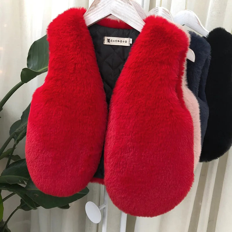 Baby Girls Faux Fur Vest Winter Outfits Kids Warm Sleeveless Coat Infant Toddler 6M-7Y Outerwear