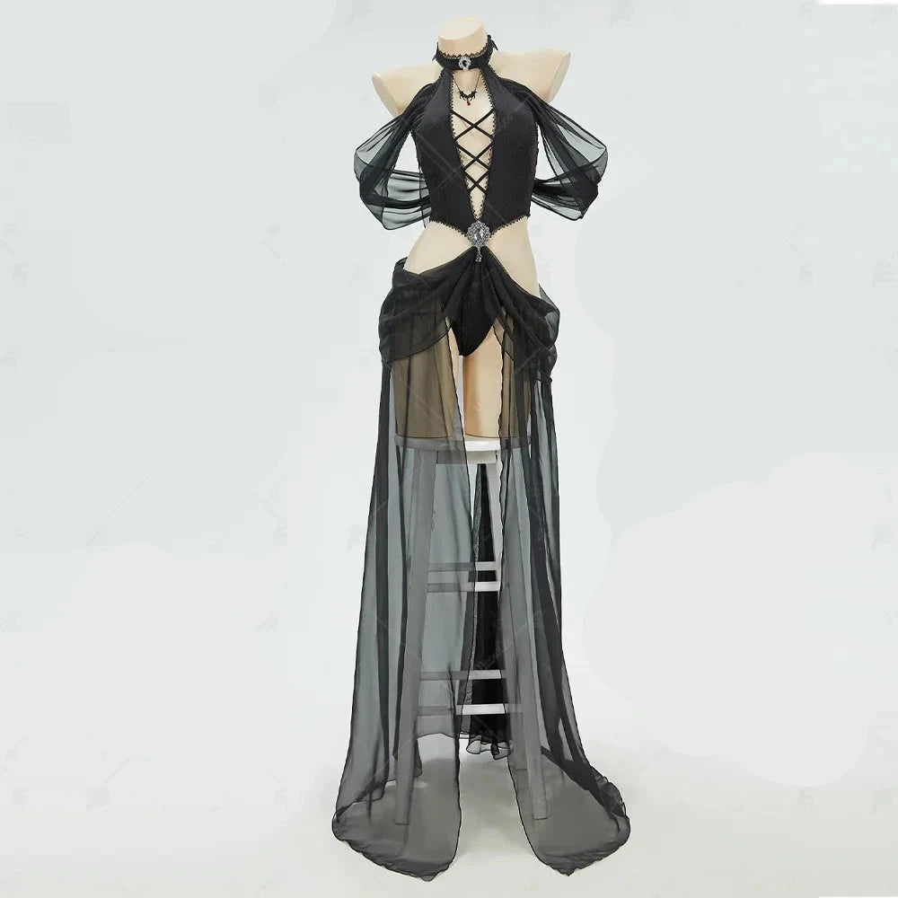 Gothic Elf Style Cosplay Costume Black Bodysuit