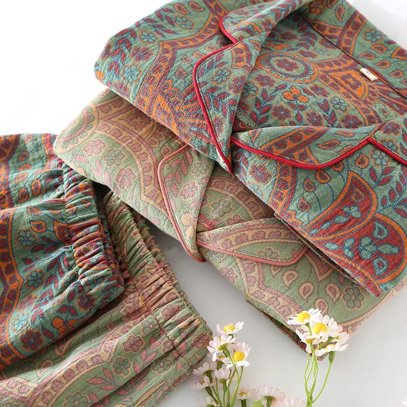 Sunday Mornings Paisley Pyjamas 2 Piece Cotton Loungewear Sleepwear