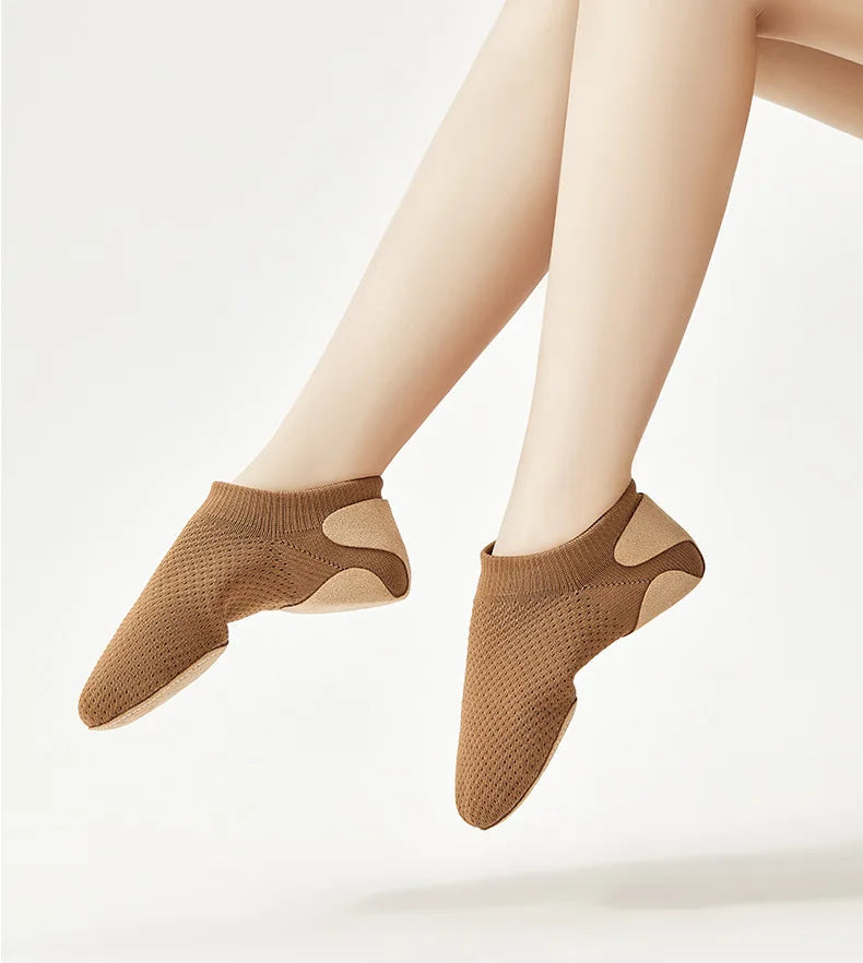 Dance Practice Shoes Latin Ballroom Jazz Tango Ballet Training Teaching Knitted Flat Shoes