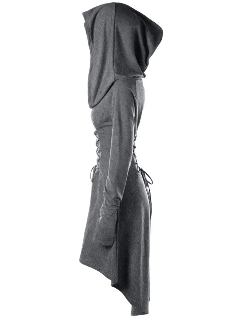 Archer's Goblincore Hooded Lace Up Tunic Dress