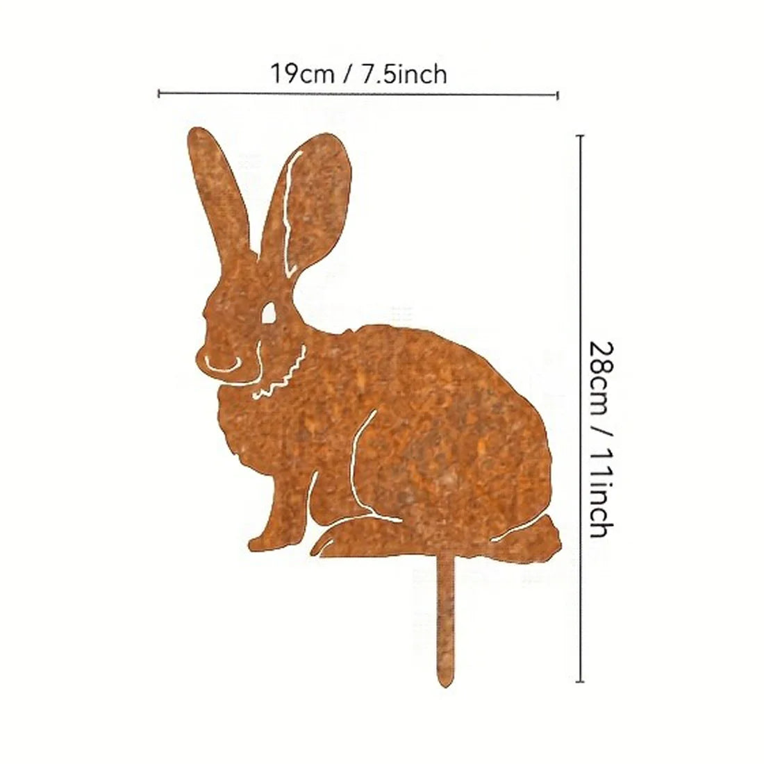 Rustic Metal Rabbit Garden Stake Rusty Bunny Silhouette