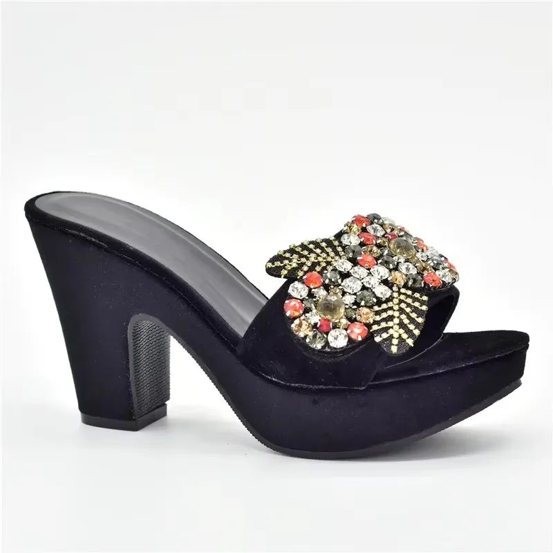 Gabby's Shoes Wedding Party Pumps with Rhinestone Platform Heels