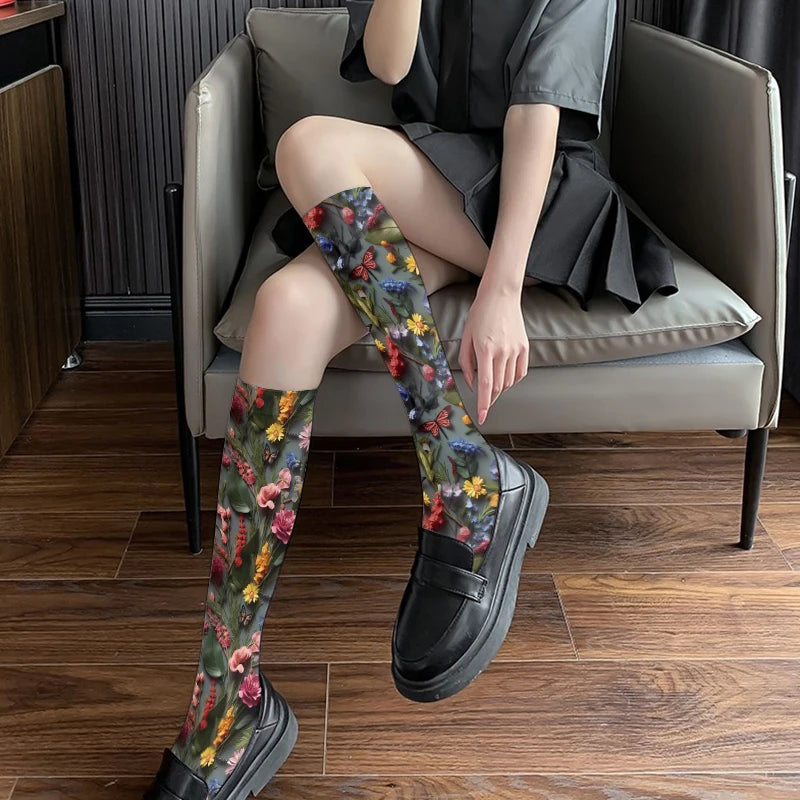 Floral and Fantasy Printed Stockings Long Socks