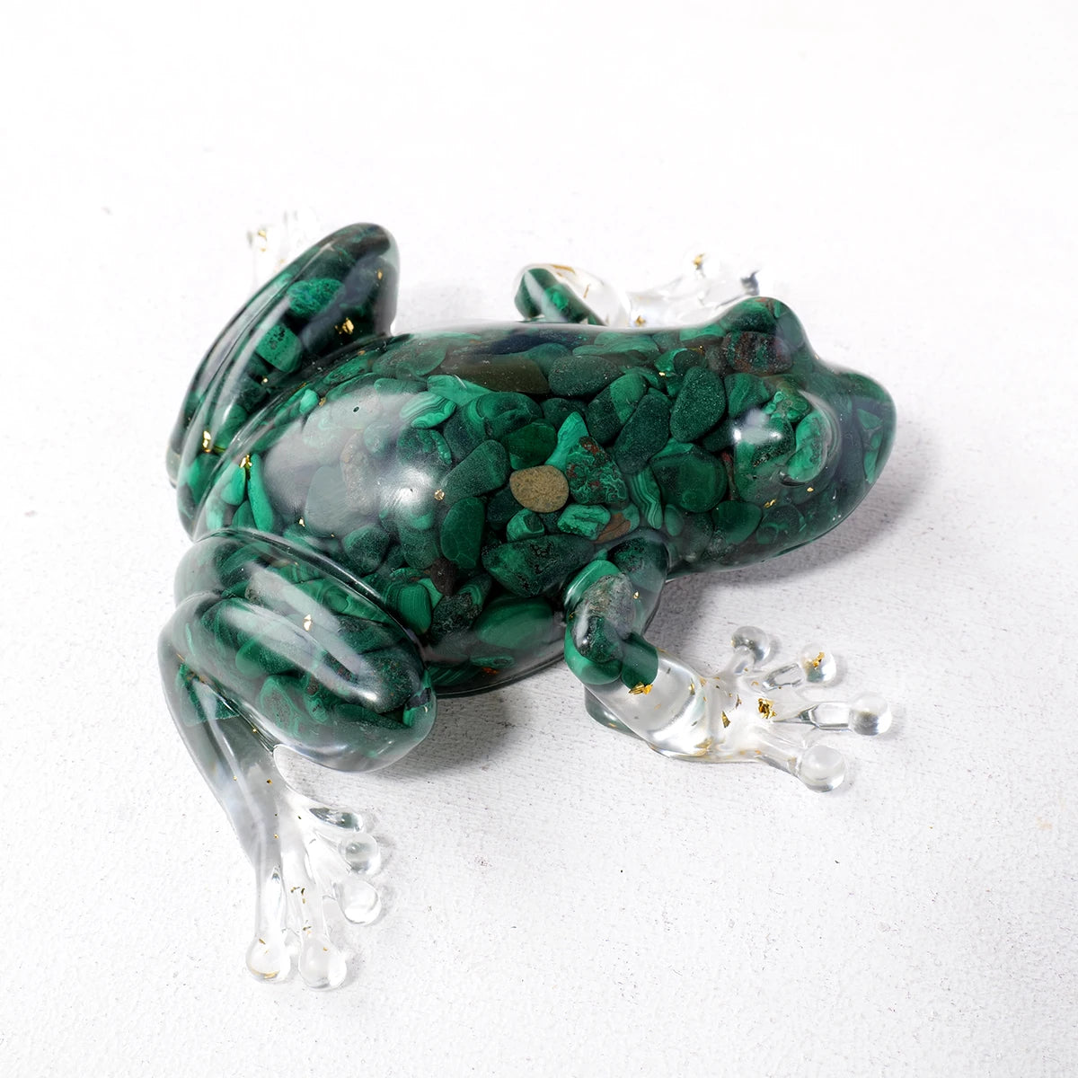 One Natural Malachite Rough Stone Frog Figurine