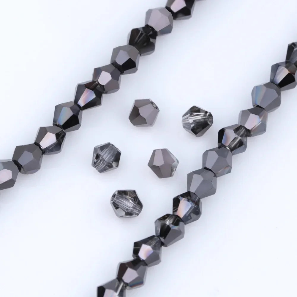 3/4/6mm Rainbow Austria Bicone Crystal Beads AB Colour Faceted Glass Beads for DIY Jewellery Making