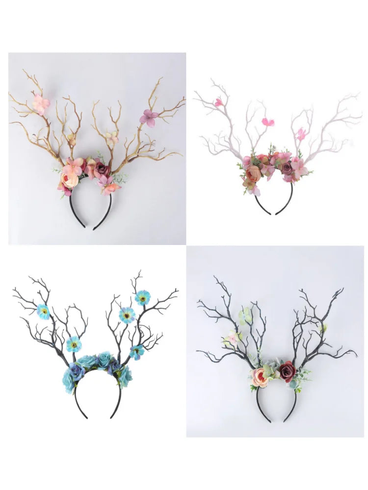 Midsummer Night Deer Antlers Tree Branch Headband