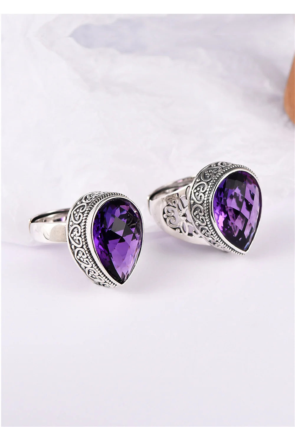 Tear of the Kraken S925 Sterling Silver Ring Waterdrop Amethyst