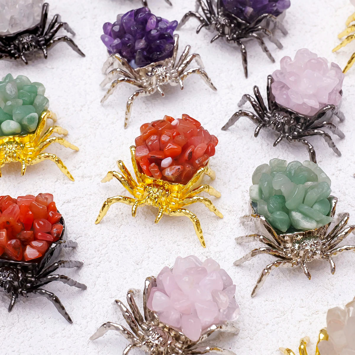 1pc Natural Crystal Spider Animal Desk Decor
