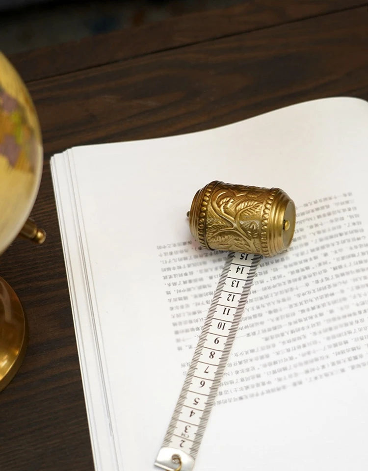 150cm Brass Floral Relief Hand-Cranked Tape Measure