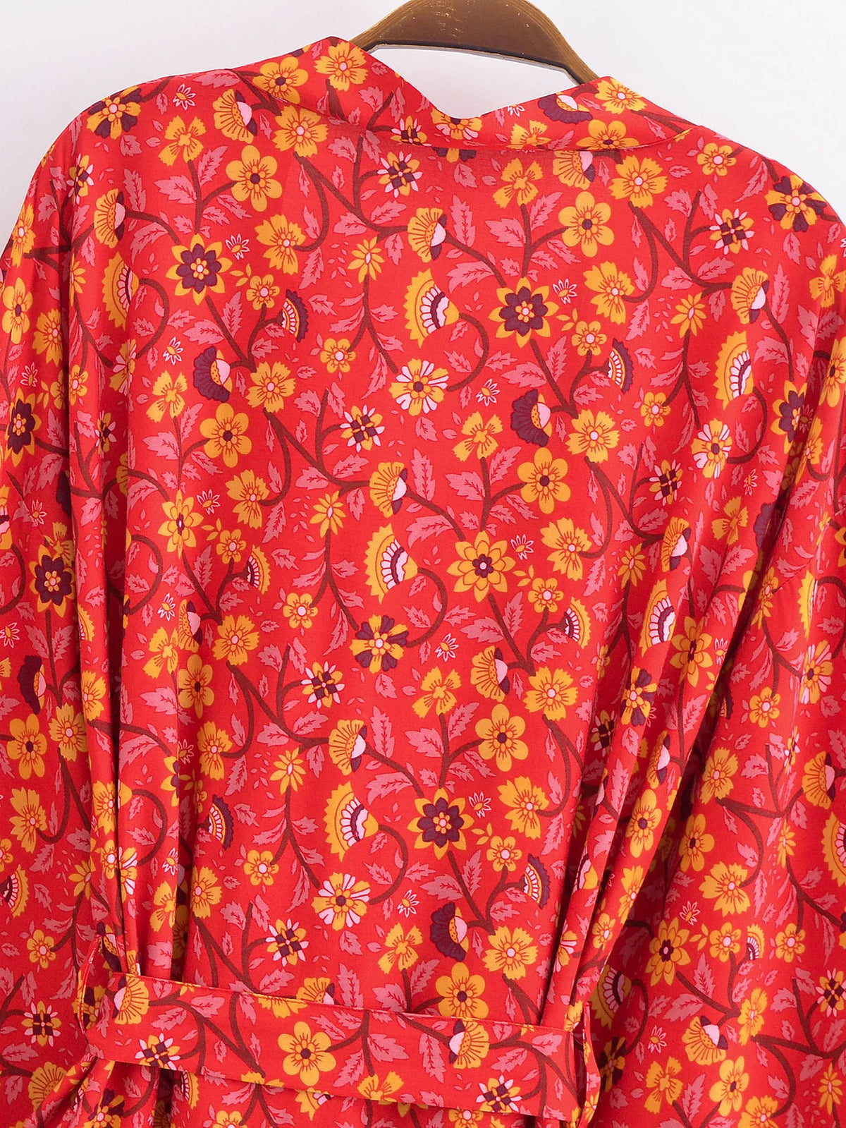 Red Flower Boho Cover Up Kimono