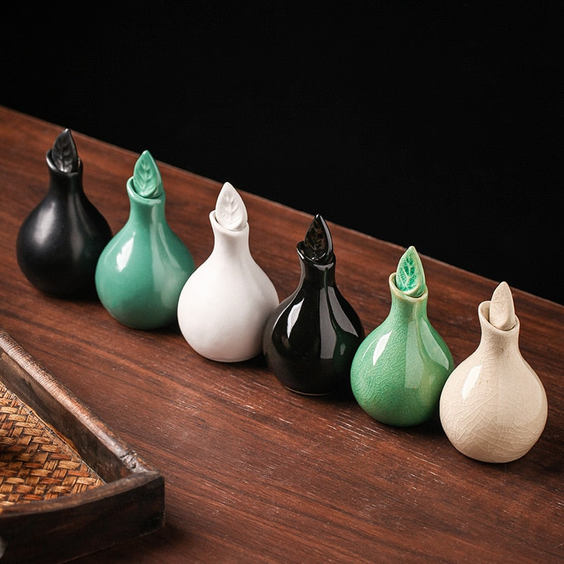 Leaf Cracked Glaze Essential Oil Pots 100ml Ceramic Aromatherapy Scented Home Decor Bottle
