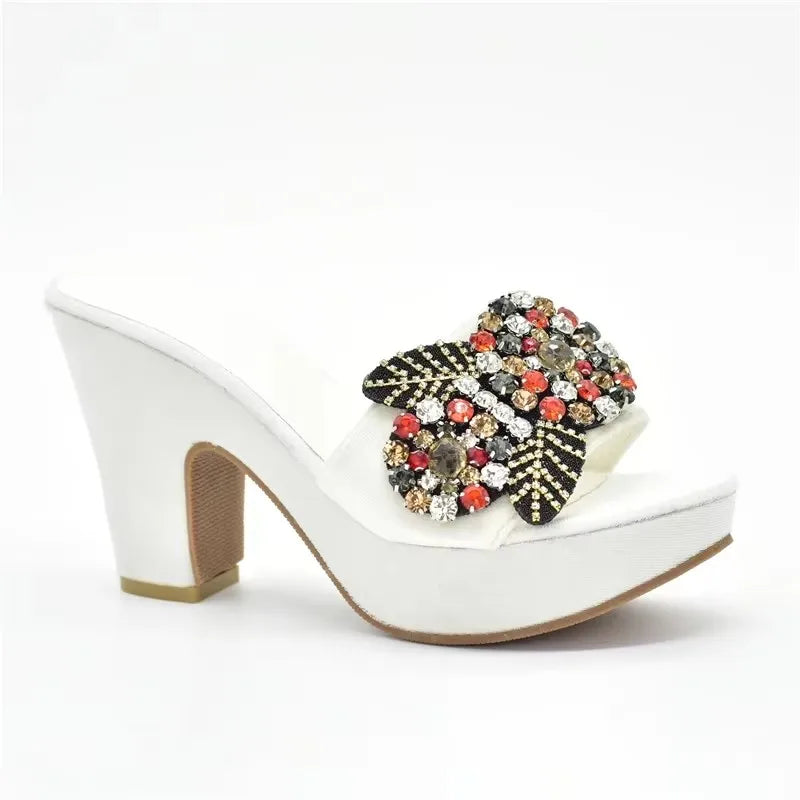Gabby's Shoes Wedding Party Pumps with Rhinestone Platform Heels