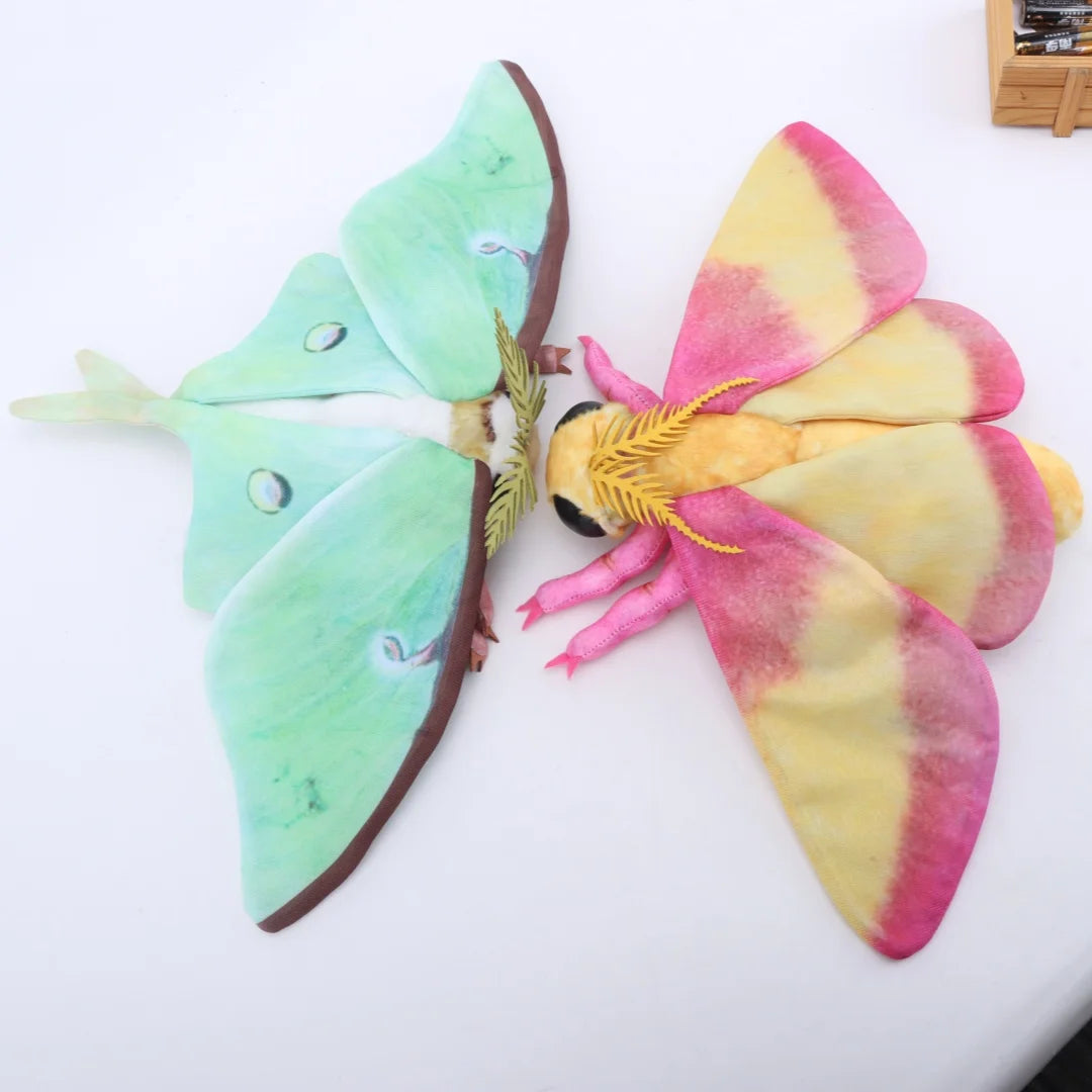 Cute Luna Moth and Rosy Maple Moth Plush Toys Soft Stuffed Animal Plushie for Insect Lovers Gift Idea
