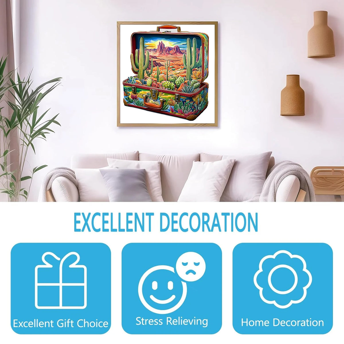 Arizona Adventures Cactus Suitcase Unique Shape Wooden Jigsaw Puzzles