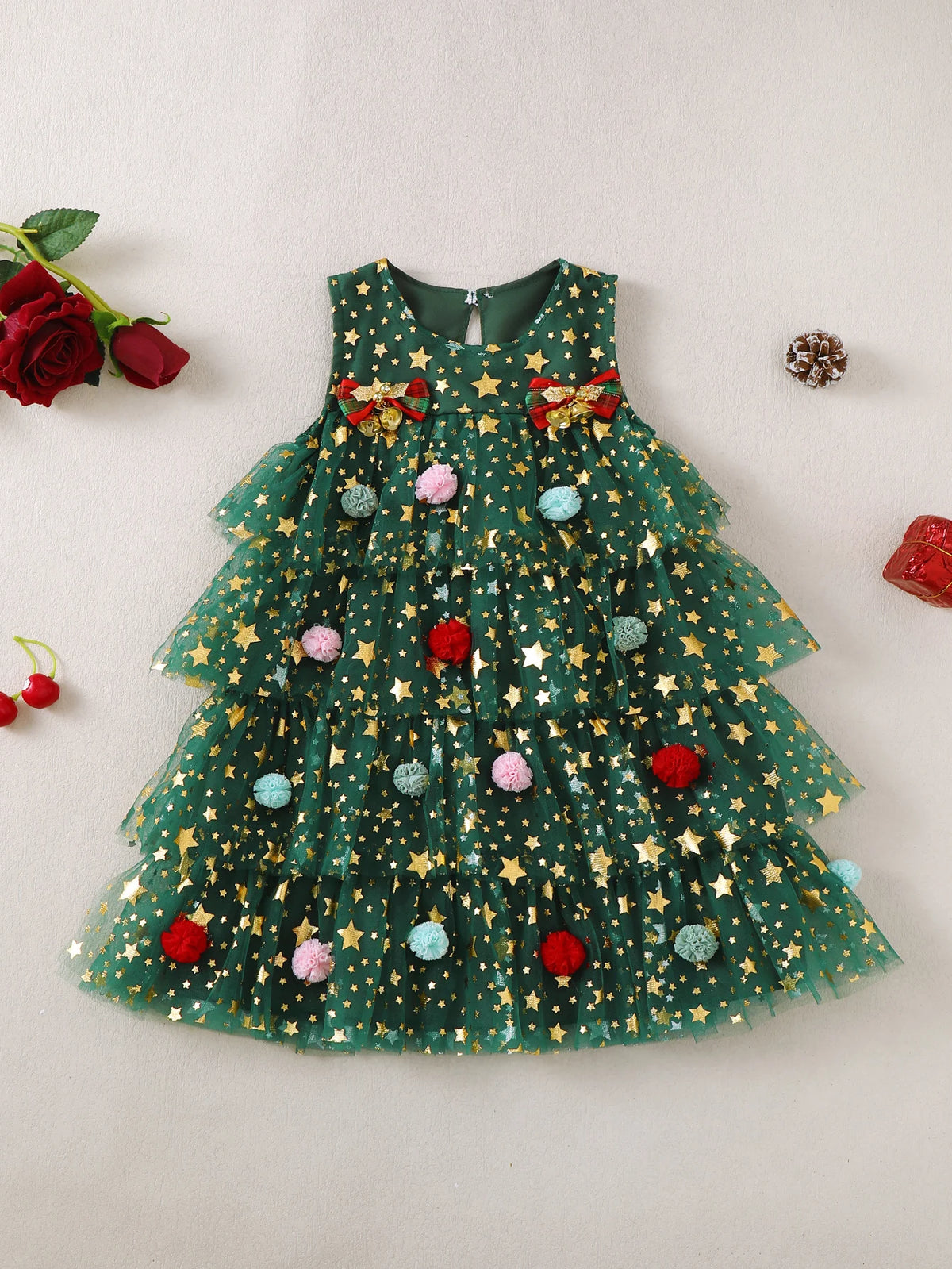 Christmas Tree Tulle Dress for Baby Girls Toddler Festive Outfit