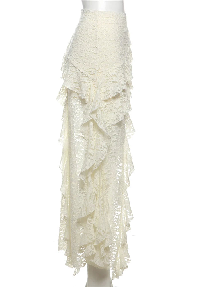Lace Skirts Irregular Hem Multi-Layered Ruffles