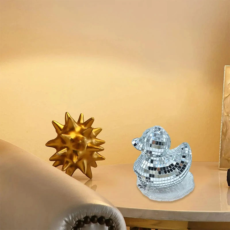 Silver Duck Mirror Ball Decoration