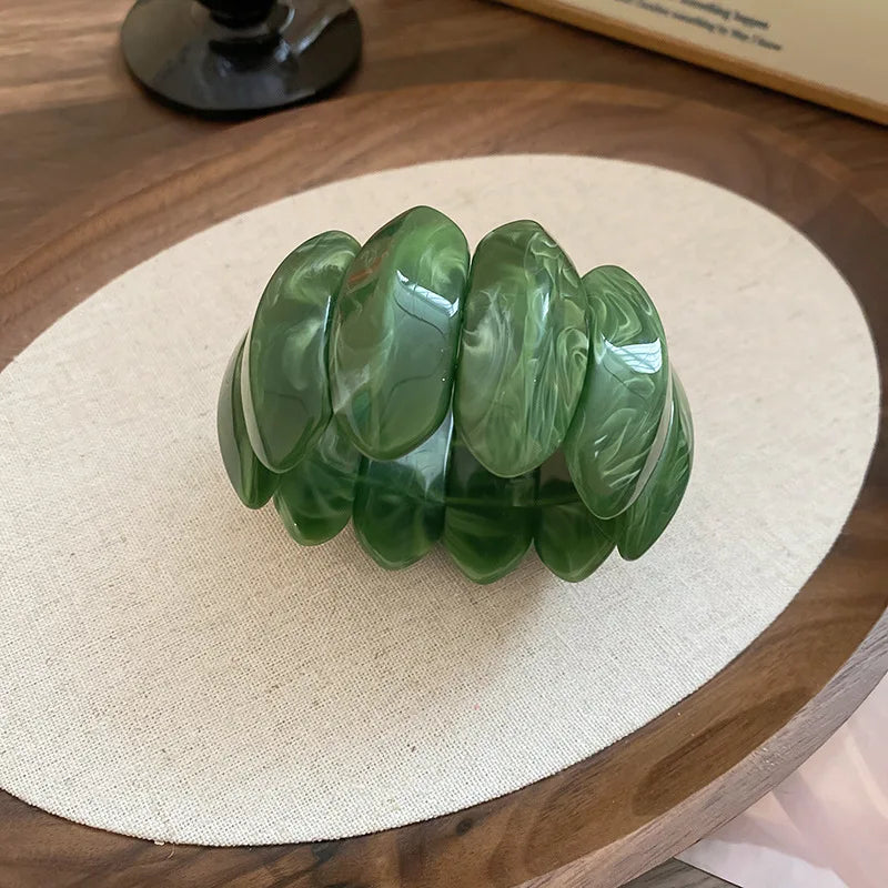 Smudged Oval Acrylic Elastic Bangles Bracelets