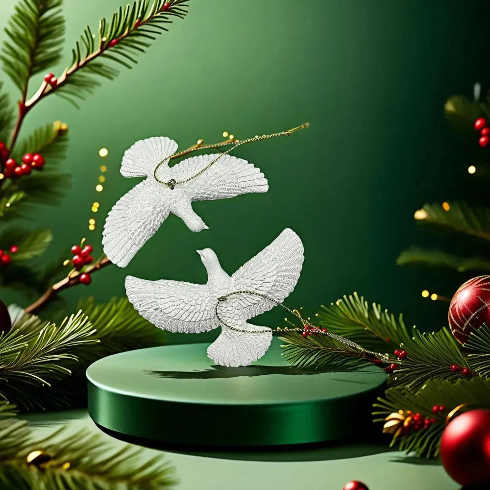 Christmas Peace Doves Tree Ornaments
