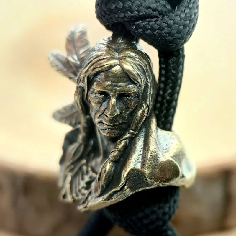 Indian Warrior Brass Paracord Beads Lanyard Dreadlock Beard Bead