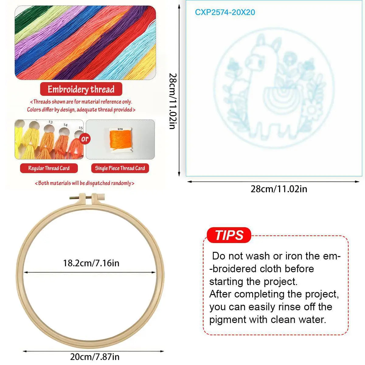 Llama Alpaca 20X20CM/15X15CM DIY Embroidery Kit for Beginners