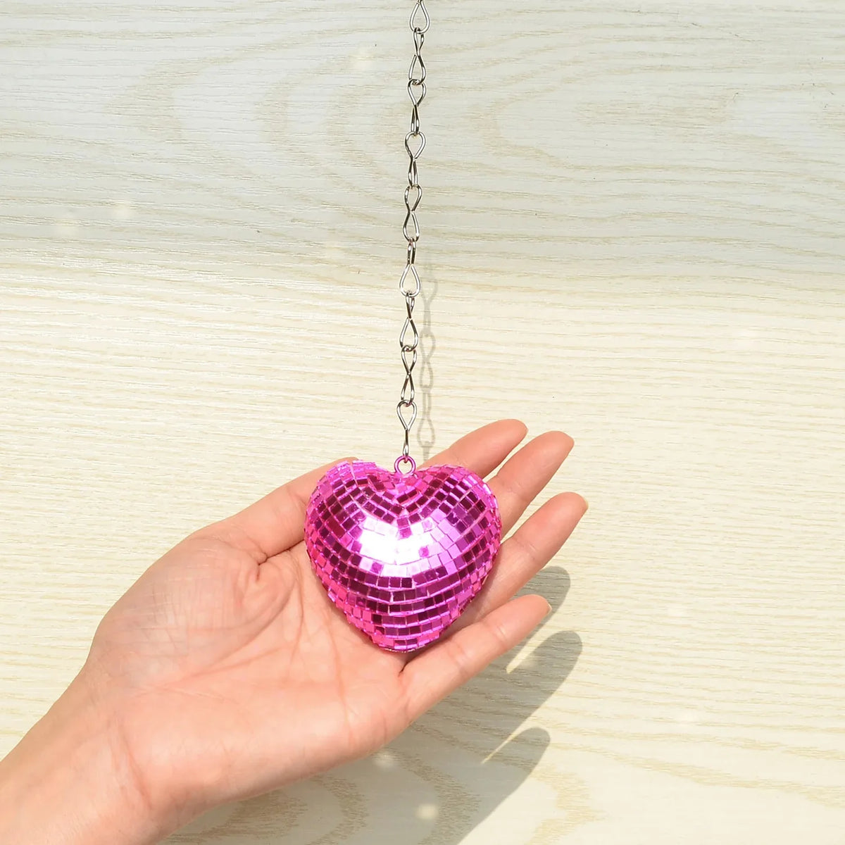 Love Heart Disco Ball Hanging Decoration with Chain
