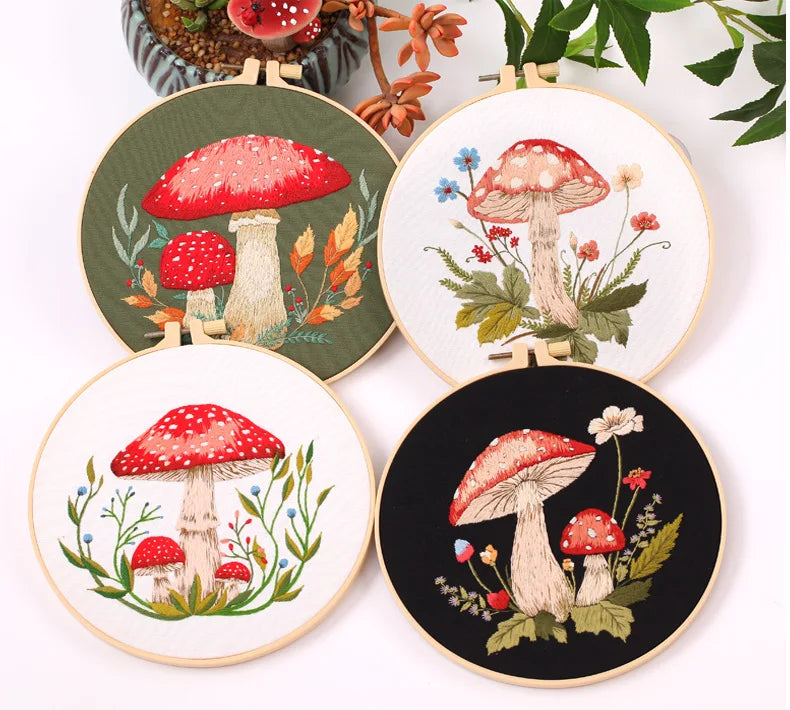 Mushroom Embroidery Kit DIY Needlecraft for Beginners