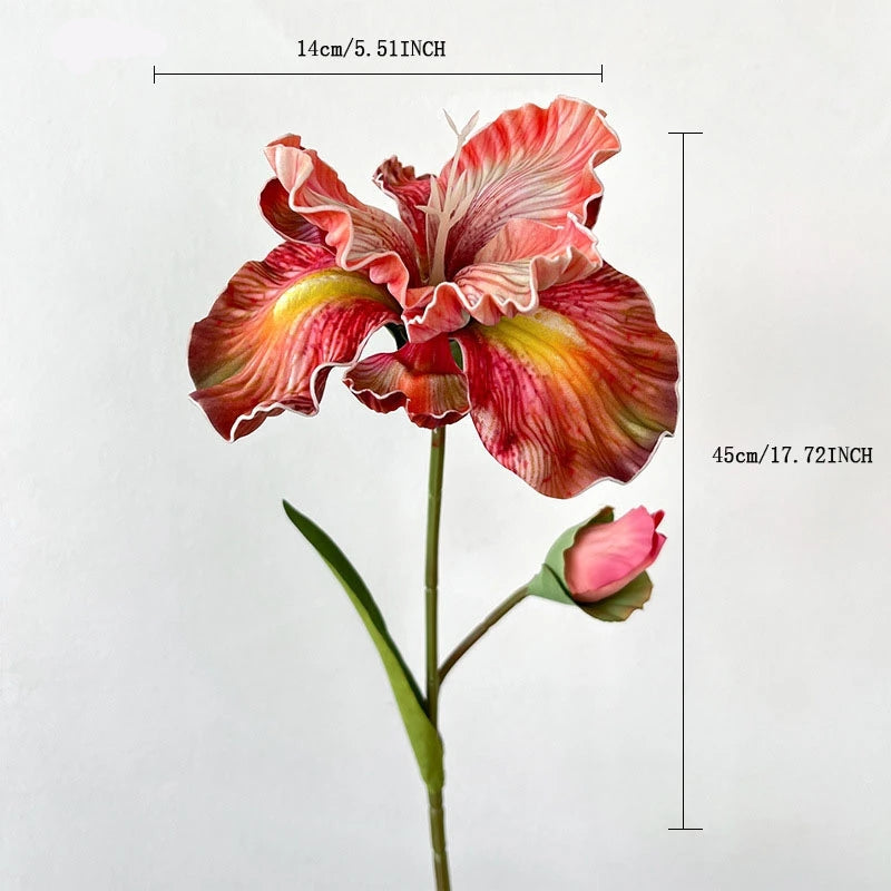 Irises Oil Painting Stylised 45cm Artificial Flower EVA Velvet Feel