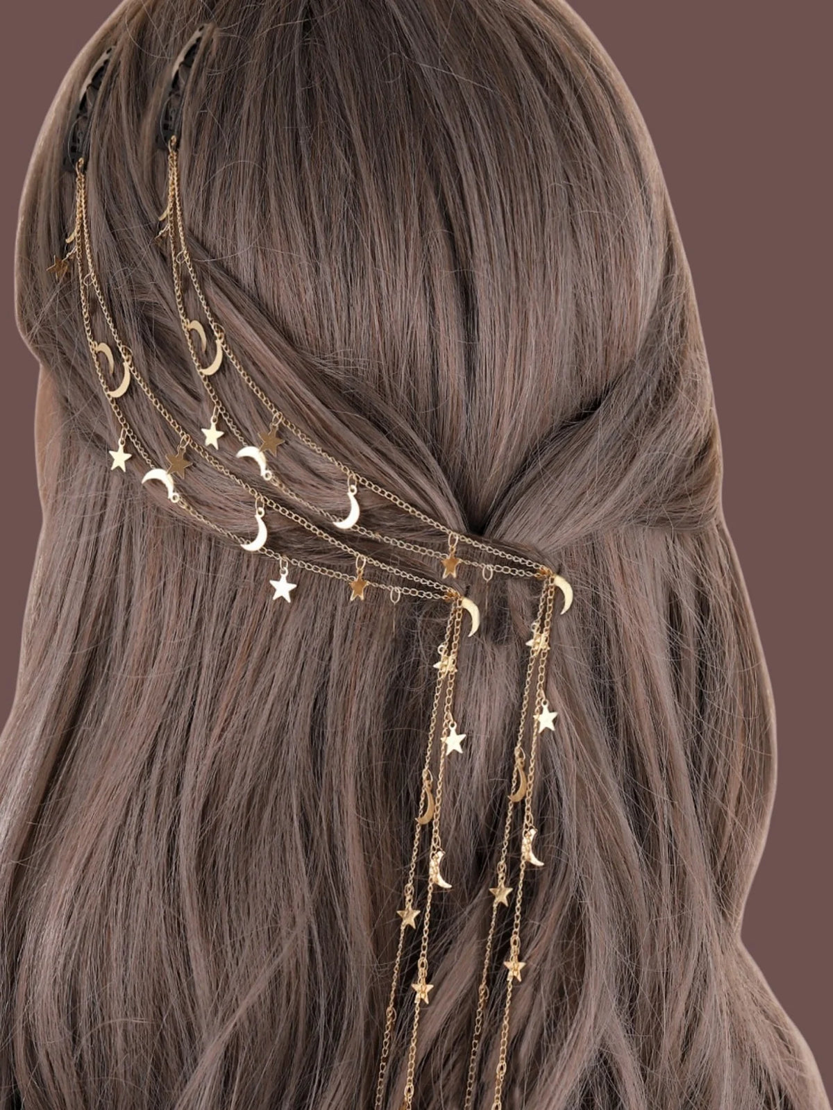 2pcs Moon Star Hair Chain Fairy Hair Jewellery