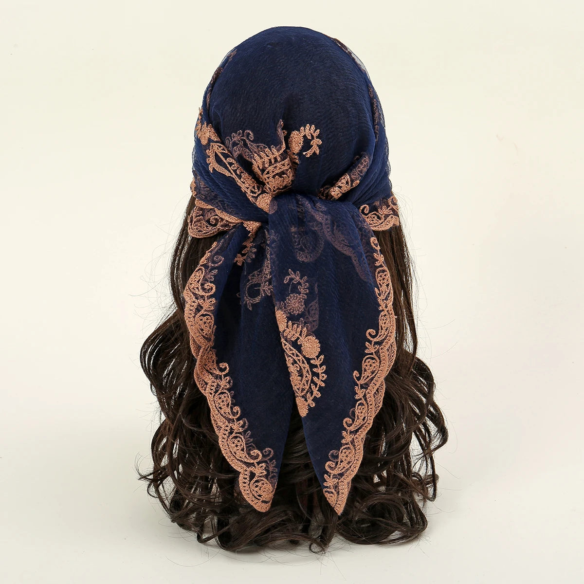 Lace Paisley Embroidered Square Bandana Scarf 23 Colours