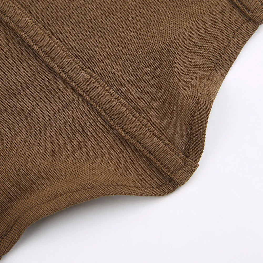 Y2k Chocolate Brown Flare Sleeve Top Matching Grunge Skirt